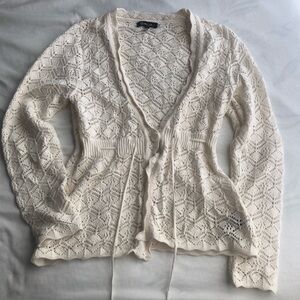 Dalia Ivory Cream Knit Lace Cardigan